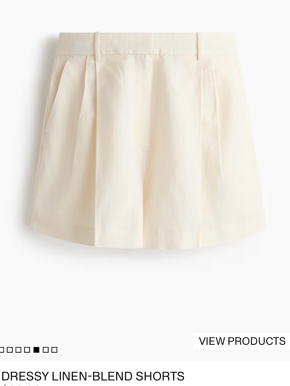 H&M Cream Dressy Linen-Blend Shorts